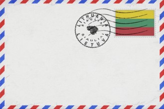 Lithuania Siauliai Vintage Air Mail Envelope with Flag and Postmark