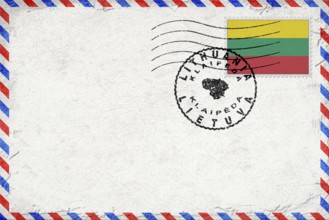 Lithuania Klaipeda Vintage Air Mail Envelope with Flag and Postmark