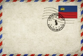Liechtenstein Vaduz Vintage Air Mail Envelope with Flag and Postmark
