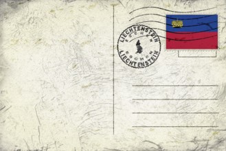 Liechtenstein Eschen Old Style Mail Envelope with Flag and Postmark