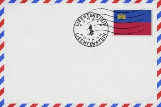 Liechtenstein Schaan Vintage Air Mail Envelope with Flag and Postmark