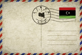 Libya Tripoli Vintage Air Mail Envelope with Flag and Postmark