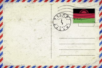 Malawi Lilongwe Vintage Air Mail Envelope with Flag and Postmark