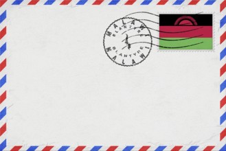 Malawi Blantyre Vintage Air Mail Envelope with Flag and Postmark