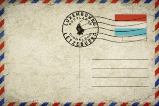 Luxembourg Dudelange Vintage Air Mail Envelope with Flag and Postmark