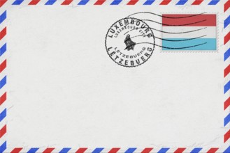 Luxembourg Luxembourg City Vintage Air Mail Envelope with Flag and Postmark