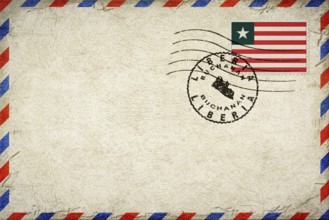 Liberia Buchanan Vintage Air Mail Envelope with Flag and Postmark