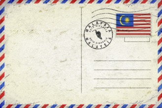 Malaysia Kota Kinabalu Vintage Air Mail Envelope with Flag and Postmark