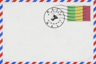 Mali Sikasso Vintage Air Mail Envelope with Flag and Postmark