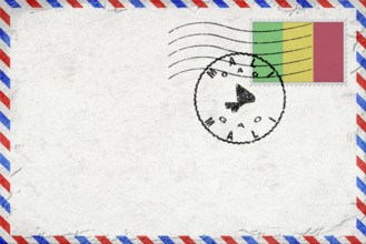 Mali Gao Vintage Air Mail Envelope with Flag and Postmark