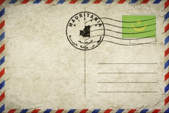 Mauritania Kiffa Vintage Air Mail Envelope with Flag and Postmark