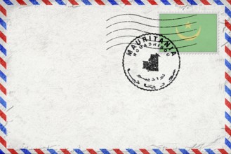 Mauritania Nouadhibou Vintage Air Mail Envelope with Flag and Postmark