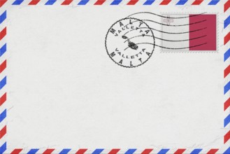 Malta Valletta Vintage Air Mail Envelope with Flag and Postmark