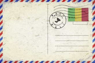 Mali Timbuktu Vintage Air Mail Envelope with Flag and Postmark