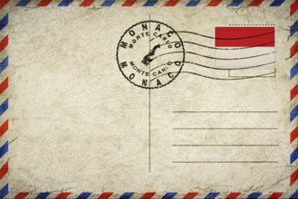 Monaco Monte Carlo Vintage Air Mail Envelope with Flag and Postmark