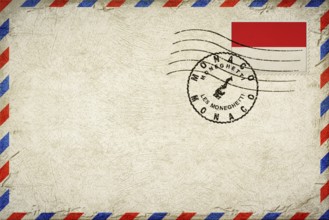 Monaco Moneghetti Vintage Air Mail Envelope with Flag and Postmark