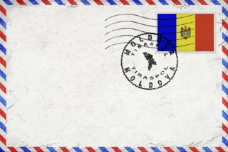 Moldova Tiraspol Vintage Air Mail Envelope with Flag and Postmark