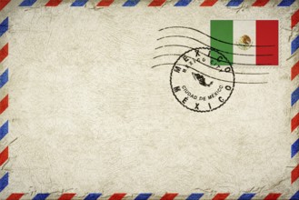 Mexico Mexico City Vintage Air Mail Envelope with Flag and Postmark
