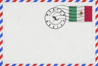 Mexico Guadalajara Vintage Air Mail Envelope with Flag and Postmark