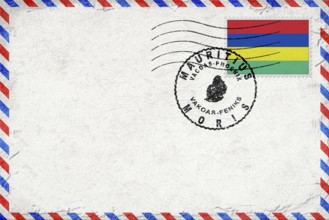 Mauritius Vacoas Phoenix Vintage Air Mail Envelope with Flag and Postmark
