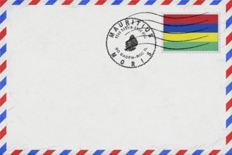Mauritius Beau Bassin Rose Hill Vintage Air Mail Envelope with Flag and Postmark