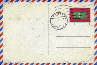Maldives Male Vintage Air Mail Envelope with Flag and Postmark