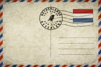 Netherlands The Hague Vintage Air Mail Envelope with Flag and Postmark