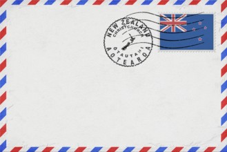 New Zealand Christchurch Vintage Air Mail Envelope with Flag and Postmark