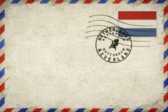 Netherlands Rotterdam Vintage Air Mail Envelope with Flag and Postmark