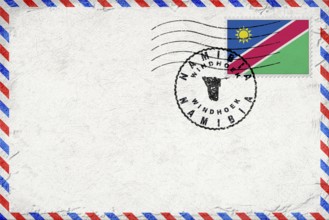 Namibia Windhoek Vintage Air Mail Envelope with Flag and Postmark