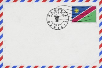Namibia Ongwediva Vintage Air Mail Envelope with Flag and Postmark