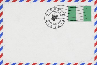 Nigeria Port Harcourt Vintage Air Mail Envelope with Flag and Postmark