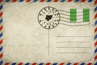 Nigeria Ibadan Vintage Air Mail Envelope with Flag and Postmark