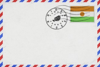 Niger Tahoua Vintage Air Mail Envelope with Flag and Postmark
