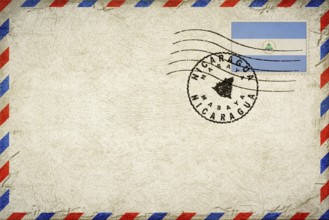 Nicaragua Masaya Vintage Air Mail Envelope with Flag and Postmark
