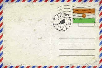 Niger Zinder Vintage Air Mail Envelope with Flag and Postmark