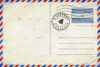 Nicaragua Managua Vintage Air Mail Envelope with Flag and Postmark