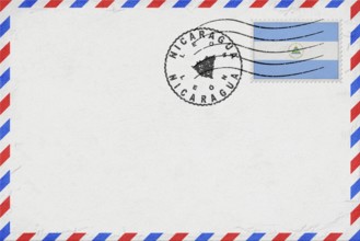Nicaragua Leon Vintage Air Mail Envelope with Flag and Postmark