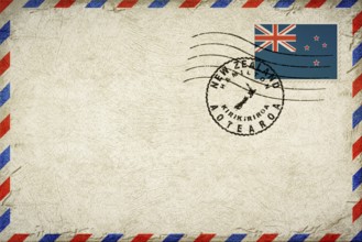 New Zealand Hamilton Vintage Air Mail Envelope with Flag and Postmark