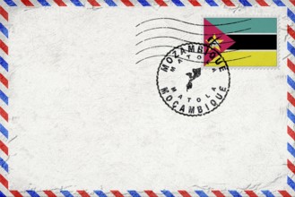 Mozambique Matola Vintage Air Mail Envelope with Flag and Postmark