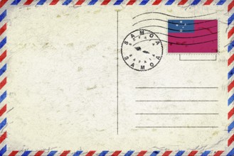 Samoa Safaia Vintage Air Mail Envelope with Flag and Postmark