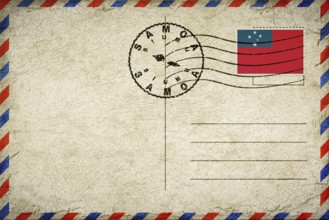 Samoa Siumu Vintage Air Mail Envelope with Flag and Postmark