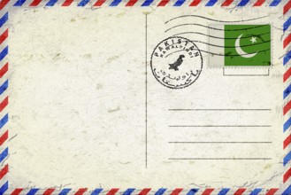 Pakistan Rawalpindi Vintage Air Mail Envelope with Flag and Postmark