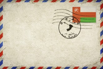 Oman Sur Vintage Air Mail Envelope with Flag and Postmark