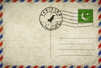 Pakistan Faisalabad Vintage Air Mail Envelope with Flag and Postmark