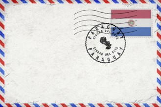 Paraguay Ciudad del Este Vintage Air Mail Envelope with Flag and Postmark
