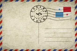 Panama Santiago Vintage Air Mail Envelope with Flag and Postmark