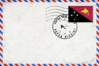 Papua New Guinea Lae Vintage Air Mail Envelope with Flag and Postmark