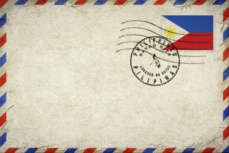 Philippines Davao City Vintage Air Mail Envelope with Flag and Postmark