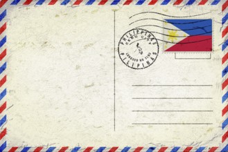 Philippines Cebu City Vintage Air Mail Envelope with Flag and Postmark